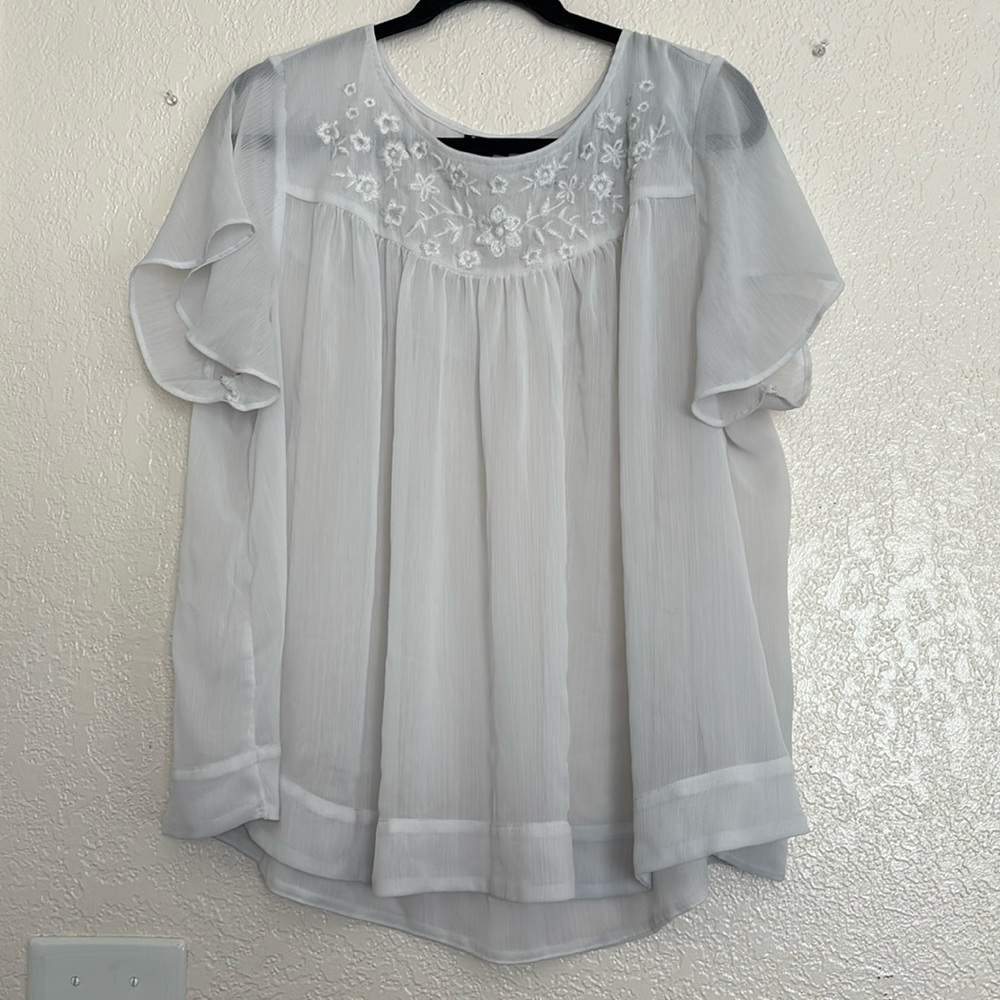 Torrid floral white sheer top